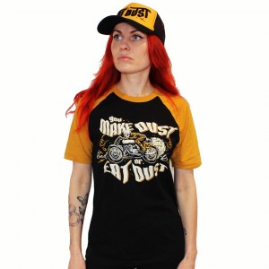 Eat Dust women Blk/Gold baseball top